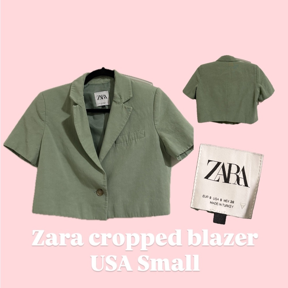 Zara Olive Cropped Blazer